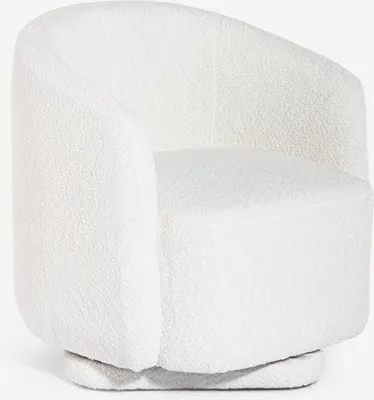 Image de Fauteuil moderne tissu bouclé salon pivotant Orav - Blanc
