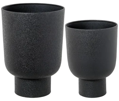 Produktbild von DRW Set mit 2 Blumentöpfen mit schwarzem Metallfuß, 27 x 27 x 39 cm und 23 x 23 x 32 cm