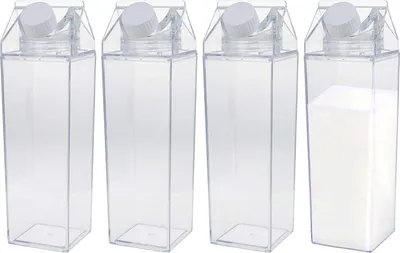 Produktbild von Milchflaschen 4er-Pack, 500 ml, Quadratisch Und Auslaufsicher, Für Camping Reisen Und Outdoor-Sport