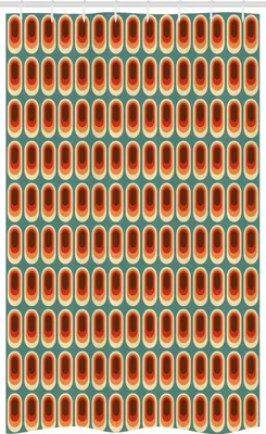 Image de ABAKUHAUS Rideau de douche étroit rétro, Vintage Mode-Ethno, Set de décoration de salle de bain en tissu avec crochets, 120 x 180 cm, Multicolore