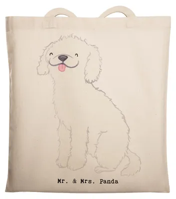 Produktbild von Mr. & Mrs. Panda Tote Bag Kleinpudel Moment - Transparent - Geschenk, Büchertasche, Schultasche, Pudel, Jutebeutel, Tasche, Laptoptasche