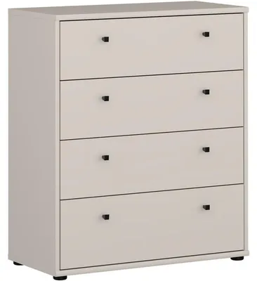 Produktbild von Forte TEMPRA 2 Kommode 70 80, moderne Kommode mit 4 Schubladen, Schlafzimmer, Wohnzimmer, Büro, Holzwerkstoff, Kaschmir|Beige, 73,7 cm breit x 85,5 cm hoch x 34,8 cm tief
