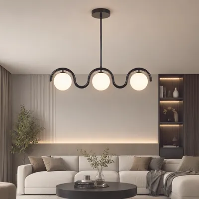 Image de Opviq, lustre de haute qualité, noir, diamètre 15 cm, 80x17x70 cm, 3 douilles E27, indice de protection IP20