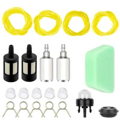 Produktbild von Universal Benzinfilter Kit für Freischneider, Mower, Motorsense,Trimmer & Heckenschere - 4x Benzinschlauch, 4x Filter, 6x Primer Bulb, 5x Tube Klemmen