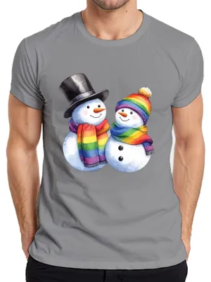 Obrázek produktu pro LGBTQ+ Sněhuláci - vánoční dárek Vánoční pánské tričko, šedá, 3XL
