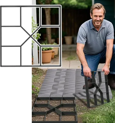 Produktbild von JOIEYOU 1 Stück DIY Betonform 40x40cm Schalungsform Pflasterform Gehweg Gießform Beton Schablone Pflasterschablone Kunststoff für Trittsteinen Garten Rasenbahnen, Quadrat B