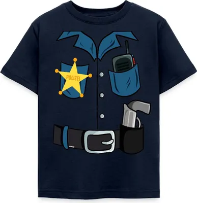 Produktbild von Spreadshirt Polizei Kostüm Karneval Fasching Kinder T-Shirt, 110/116 (5-6 Jahre), Navy