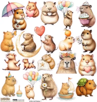 Image de Stickers ScrapLove Decor Stickers - Sweet Capybara - Sweet Capybara 1