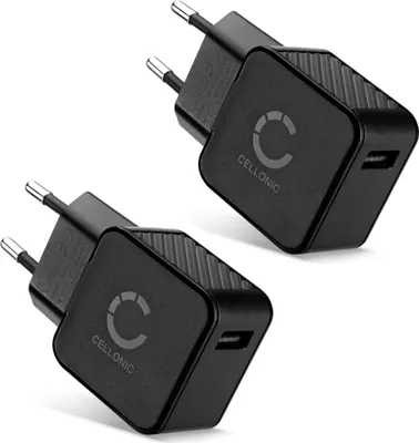 Produktbild von CELLONIC 2.4A USB Ladegerät (2pack) für Smartphone Tablet Kamera Mp3 GPS - Ladeadapter mit USB Anschluss Stecker - Strom Adapter: Ladestecker Steckdose - Lader Netzstecker Netzteil Fast Charger