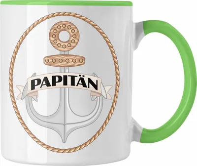 Produktbild von Trendation - Papitän Tasse Geschenk Vater Papa Kapitän Segler Segelboot Geschenkidee Vatertag Anker (Grün)