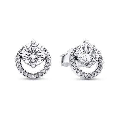 Image de Clou d'oreille cercle en argent sterling avec zirconium de PANDORA Timeless