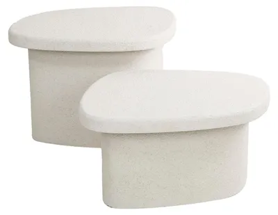 Zdjęcie produktu dla FURNLUX Stolik kawowy Stone White 57 cm (2 szt.) / Kolor główny: biały / Wymiary: 57 x 40 x 44 cm