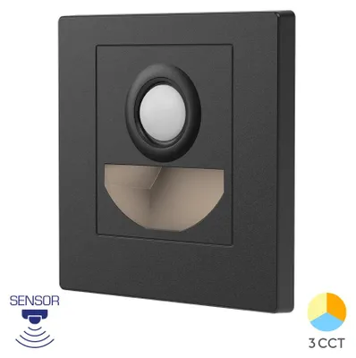 Produktbild von Braytron LED Treppenlicht mit Bewegungsmelder 1,5W 3CCT Schwarz Wandeinbau 230V IP20
