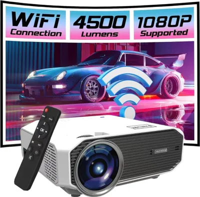Obrázek produktu pro Mini WLAN projektor - přenosný projektor - Full HD - Bluetooth - pro chytré telefony - 4500 lm 2500:1 - HDMI USB - LED