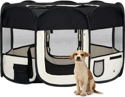 Immagine prodotto di The Living Store Box pieghevole per cuccioli con borsa da trasporto nero 125x125x61 cm