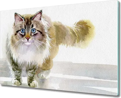 Produktbild von Coloray Kochplattenabdeckung Herdabdeckplatte 80x52 cm Hackbrett Schneidebrett Küchenbrett - Haustier Katze