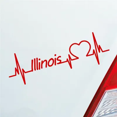 Produktbild von Auto Aufkleber Illinois Herz Herzschlag 19x6 cm Rot Sticker Heckscheibenaufkleber
