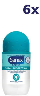 Produktbild von 6x Sanex Deo roll-on - 50ml dermo total protection