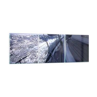 Produktbild von Bilder auf glas - Boot Ozean Reise Yacht - 150x50cm - Glasbilder - Wandbilder - Kunstdruck - zum Aufhängen bereit - Wanddekoration aus Glas - Glas Bilder - Wandbild auf Glas - 3 Teile - GCA150x50-0373