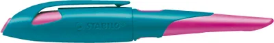 Produktbild von Ergonomischer Schulfüller für Rechtshänder mit Standard-Feder M - STABILO EASYbirdy in türkis/neonpink - Einzelstift - inklusive Patrone