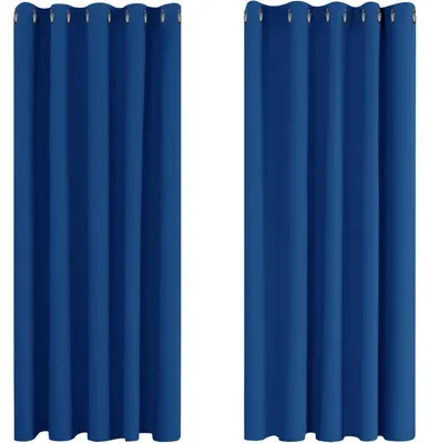 Image de Rideaux occultants, protection contre le froid, 138x168 cm, bleu roi, lot de 2