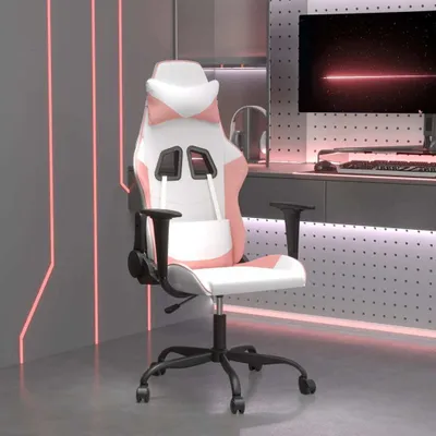 Produktbild von CLORIS Gaming-Stuhl mit Massagefunktion Weiß und Rosa Kunstleder 345408