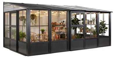 Produktbild von Sojag Mural 1016 Metall Anbaupavillon mit Seitenteilen 3x5 m