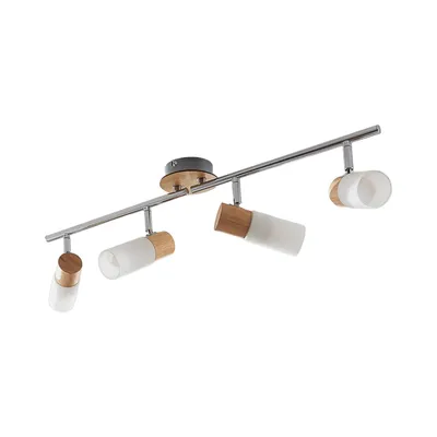 Produktbild von Lindby Deckenstrahler Christoph, 68 cm, 4-flg., Holz, Glas