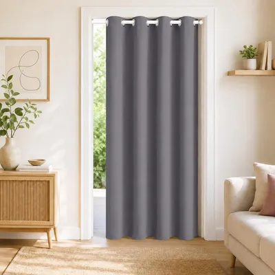 Productafbeelding van Raamgordijn, verduisterend, als ruimteverdelers te gebruiken, thermisch isolerend, privacygordijn, gordijn met lussen, geschikt voor woonkamer en slaapkamer, grijs, 132x244 cm