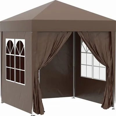 Produktbild von Outsunny Pavillon 2x2m Wasserdicht, Pop-up Faltpavillon mit 4 Seitenwänden, Fenster, faltbar Partyzelt mit UV-Schutz 30+, Gartenzelt mit Tragetasche