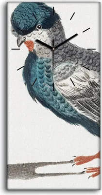 Produktbild von Wohnzimmer-Bild Leinwand Uhr Geräuschlos 30x60 Zeichnung Tier Vogel Kunst - schwarze Hände