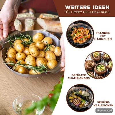 Produktbild von bremermann Edelstahl Grillkorb 2er Set rund (27 x 6 x 22,5 cm), Grillpanne, KI-generiertes Bild