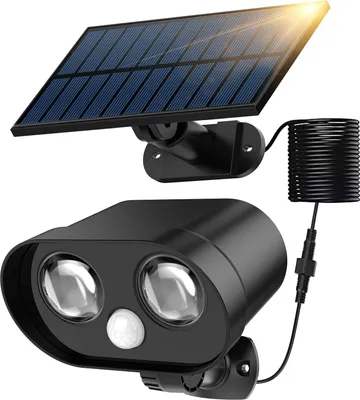 Produktbild von IP65 Wasserdichte Solarleuchten für den Außenbereich Bewegungsmelder Solarleuchten mit separatem Solarpanel, 360° einstellbare Solar PIR Wandleuchten für Hof Garage Weg