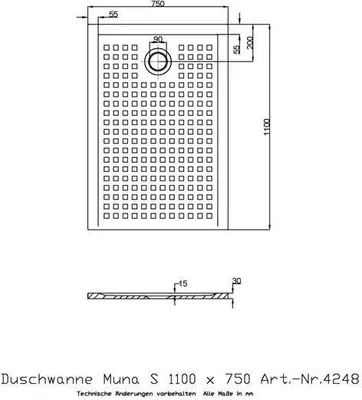 Produktbild von Hoesch Mineralguss-Duschwanne Muna S 110x75x3cm, weiß, Antirutsch