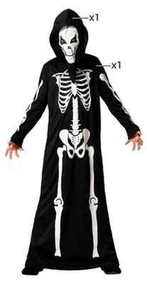 Immagine prodotto di Costume da scheletro Atosa per bambini, nero, 7-9 anni