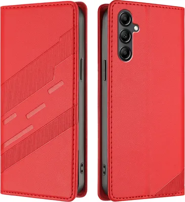 Produktbild von Hülle für Samsung Galaxy A15 5G/4G, Kunstleder Brieftaschen Handyhülle mit Kartenfach und Standfunktion Rot