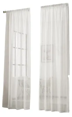 Image de Rideaux de fenêtre transparents, aspect lin froissé | Blanc | 140 x 245 cm