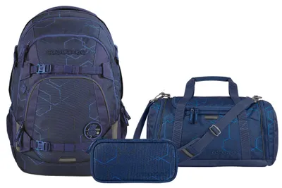 Produktbild von Coocazoo Schulrucksack-Set MATE Blue Motion, Mäppchen + Sporttasche