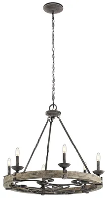Zdjęcie produktu dla Żyrandol Taulbee postarzany cynk 6xE14x60W metal wym:252,9x72,2x72,2cm IP20 Kichler