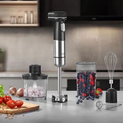 Immagine prodotto di Caso Cordless 4in1 Hand Maišytuvas Set | Click &amp; Mash | Hand Maišytuvas | 180 W | Greičių skaičius Variable speed control | Stainless Steel/Juodas