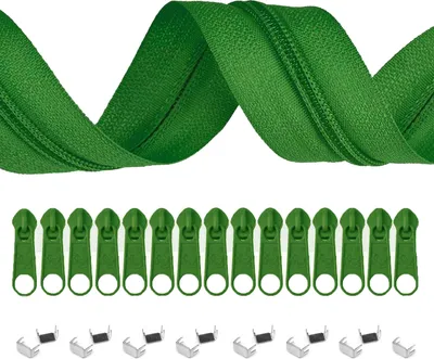 Produktbild von 5m Endlos-Reißverschluss 3mm mit 10 Zippern und 15 Endstücke freie Farbwahl,151 oreganogrün