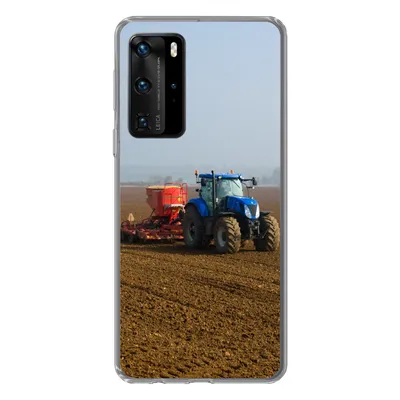 Produktbild von MuchoWow® Handyhülle Schutzhülle Hülle für Huawei P40 Pro Traktor - Blau - Nebel Silikon Softcase Handy Hülle - Schutz
