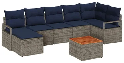 Produktbild von vidaXL Gartensofa-set 8 stk. Grau Poly-Rattan