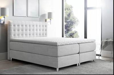 Produktbild von Boxspringbett 200x200 LUCA – Grau + GRATIS Topper