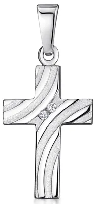 Produktbild von MATERIA by Matthias Wagner Kreuz Anhänger Silber 925 - Damen Kettenanhänger Religion klein mit Zirkonia inkl. Box KA-29