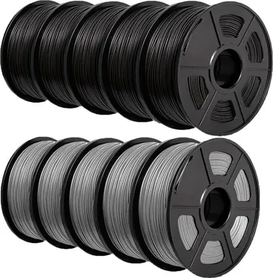 Image de Filament PLA Plus, 1,75 mm de diamètre, haute précision dimensionnelle, 5 Noir 5 Gris