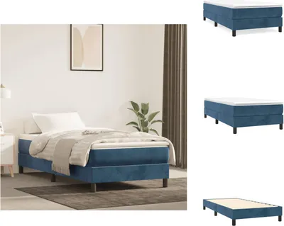 Obrázek produktu pro vidaXL Postel s pružinovou skříní tmavě modrá 90x200 cm samet - Postele a válendy