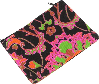 Produktbild von Buntes Boho Portemonnaie, Upcycling Geldbeutel aus Stoff - Schwarz/bunt, Uni - Erwachsene, Mehrfarbig, Baumwolle, 10*13*1 cm, Portemonnaies