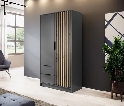 Produktbild von Kleiderschrank "Nelly" Drehtürenschrank graphit Artisan Eiche Breite