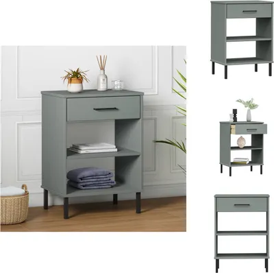 Produktbild von vidaXL Konsolenschrank OSLO mit Metallbeinen Grau Massivholz Kiefer -  Beistelltische